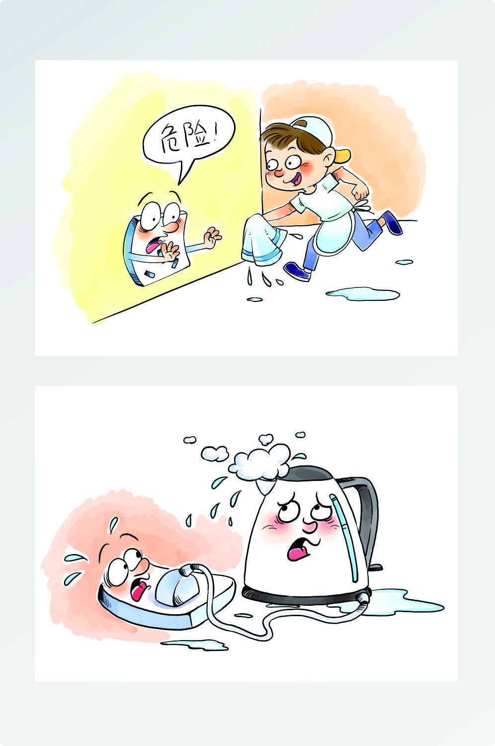 安全用电插画漫画海报