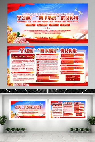 学习推广四下基层优良传统党建展板