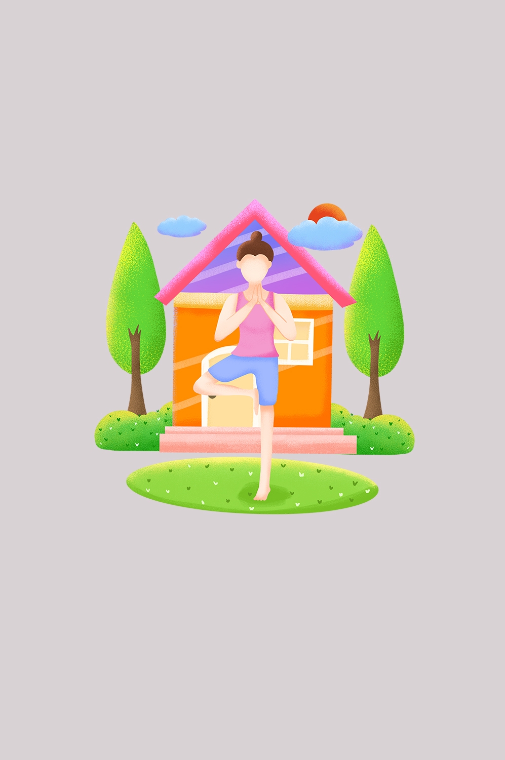 瑜伽动作图片插画免抠元素36