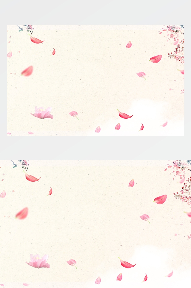 横版唯美樱花桃花插画素材7