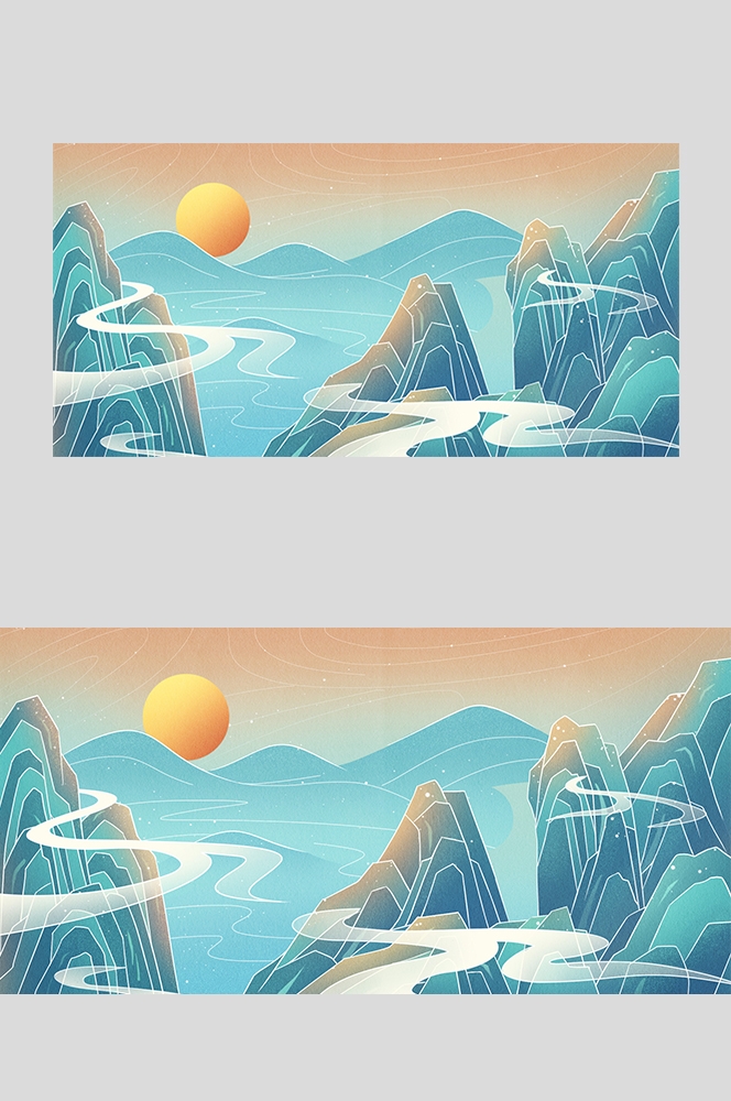国潮风插画背景素材27