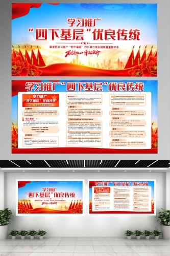 学习四下基层优良传统党建会议展板