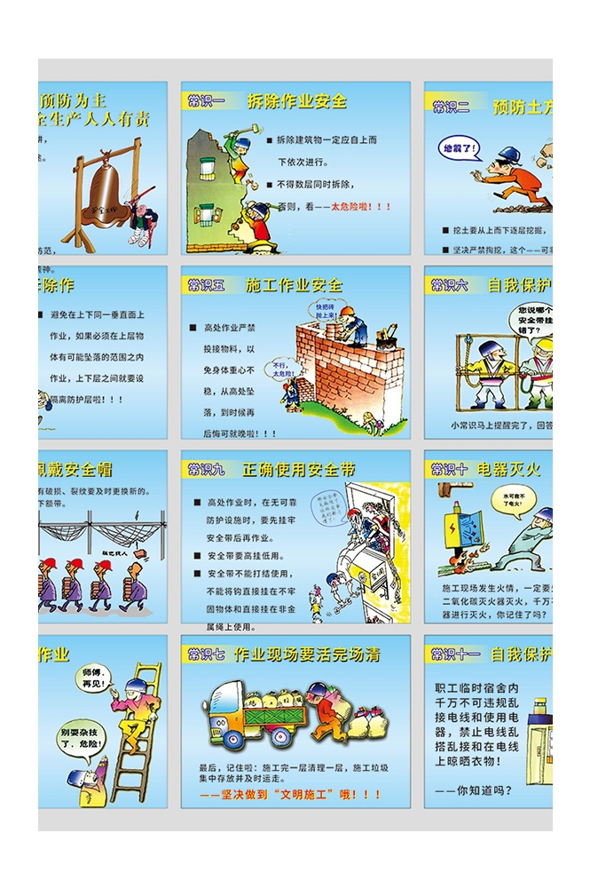工地安全知识漫画素材CDR99