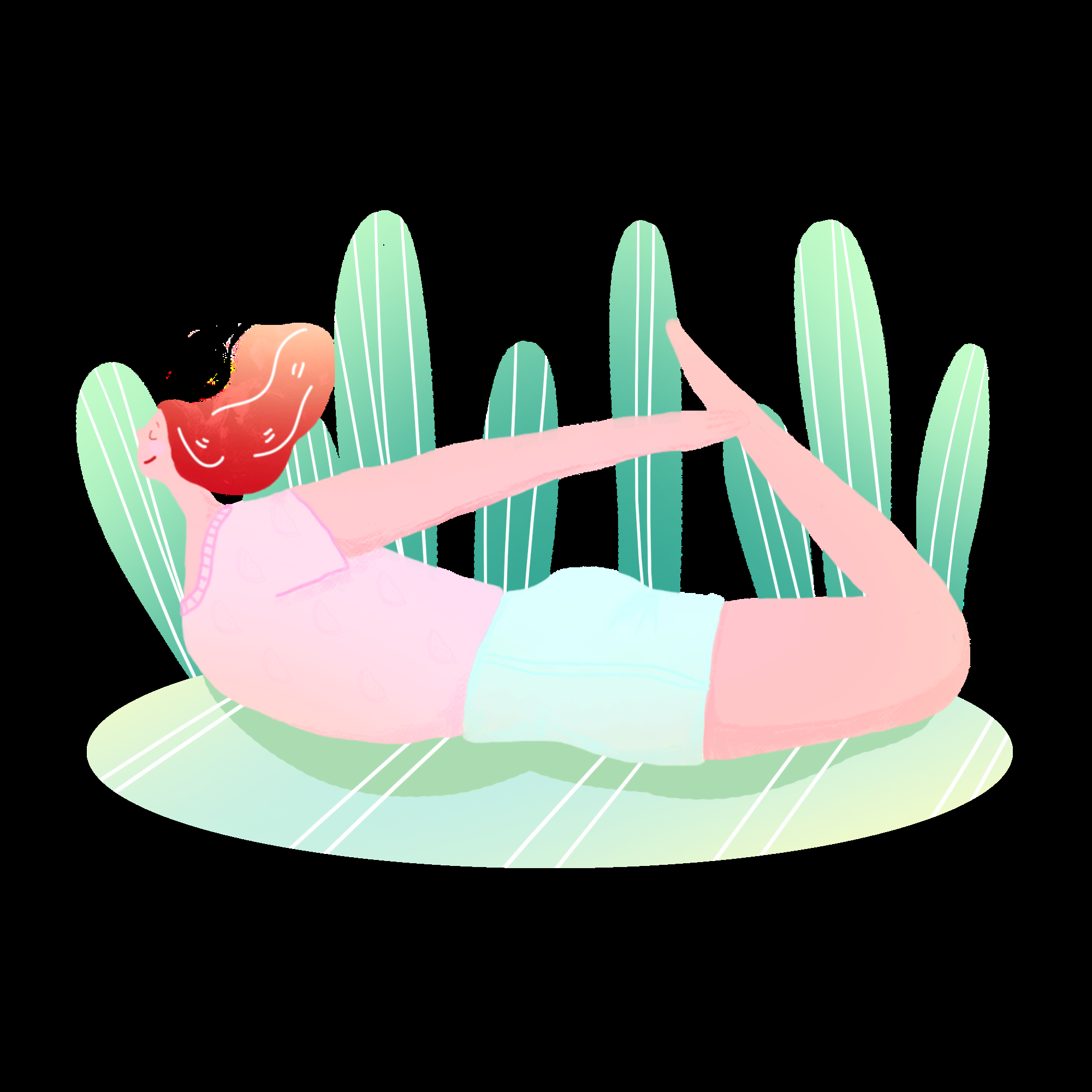 瑜伽动作图片插画免抠元素34