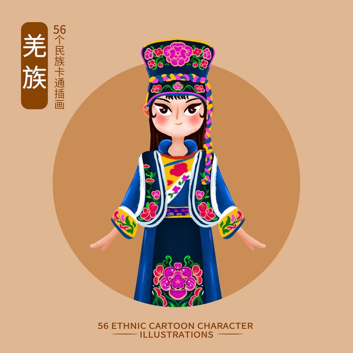 卡通手绘少数民族人物造型元素52
