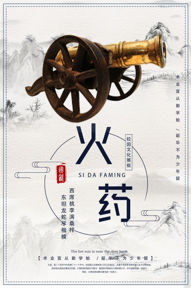 学校标语四大发明八礼四仪挂画海报