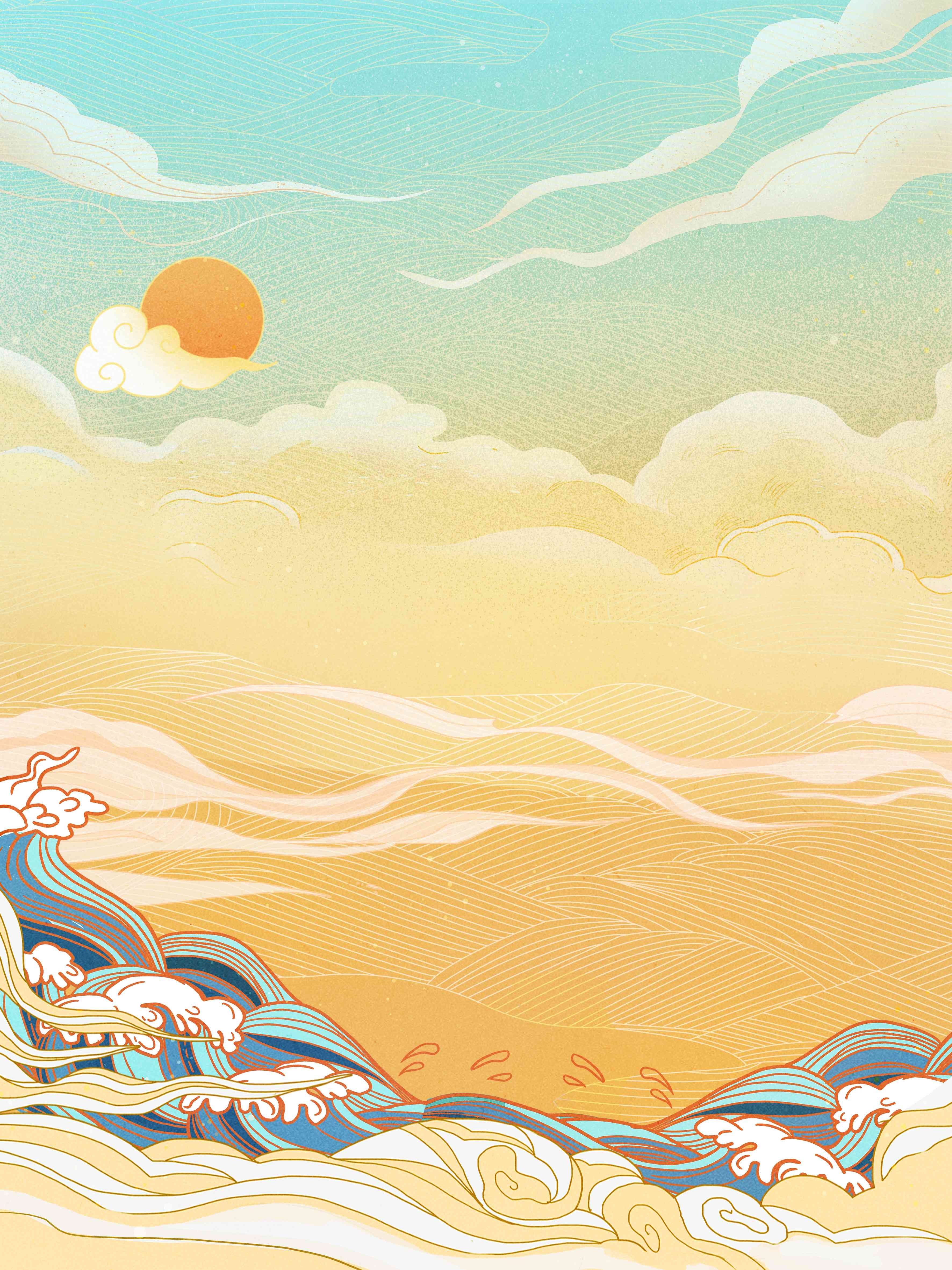 国潮风插画背景素材76