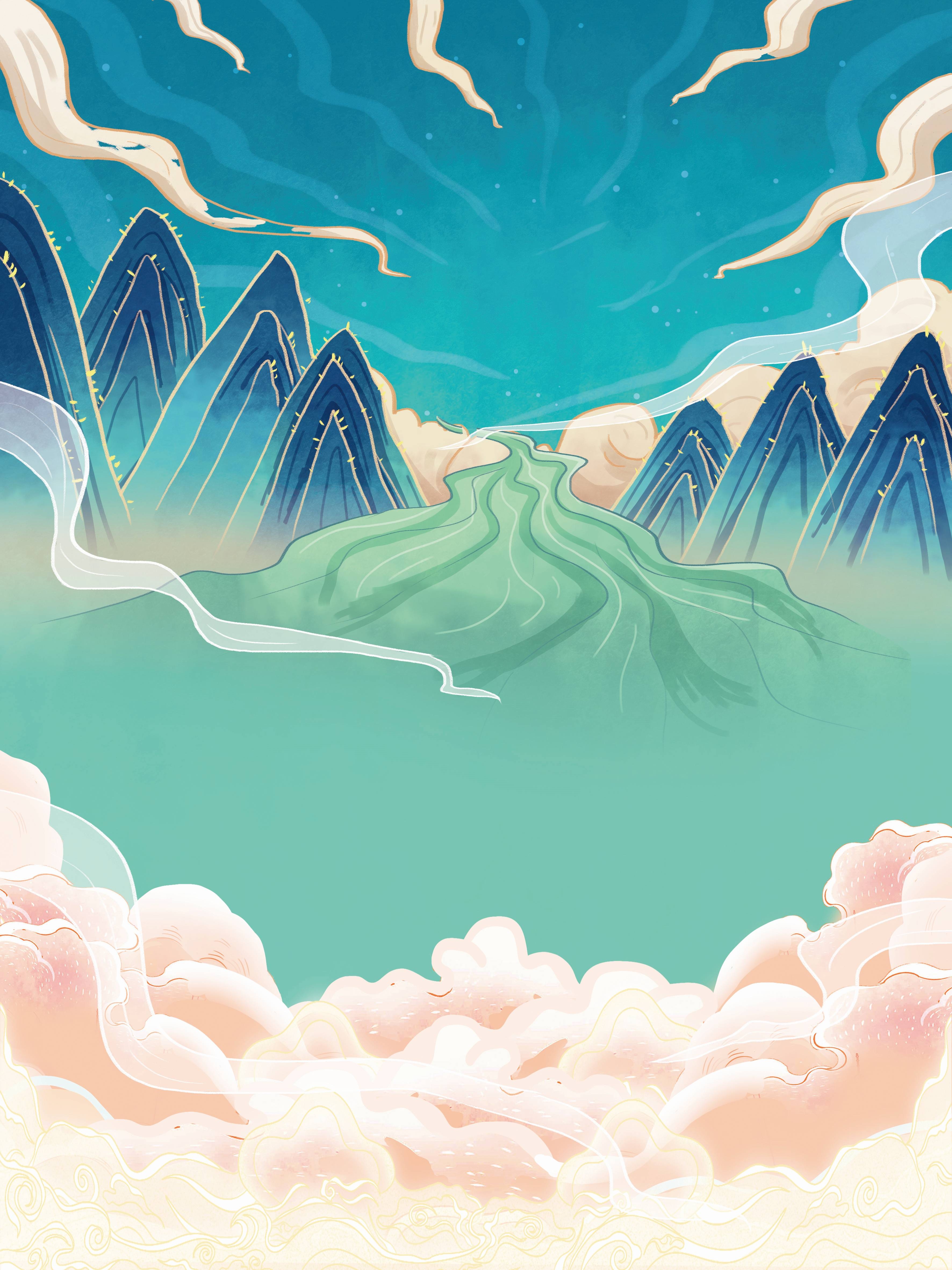 国潮风插画背景素材69