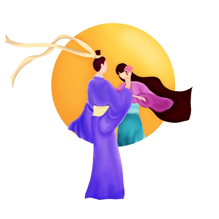 卡通七夕节插画免抠元素1