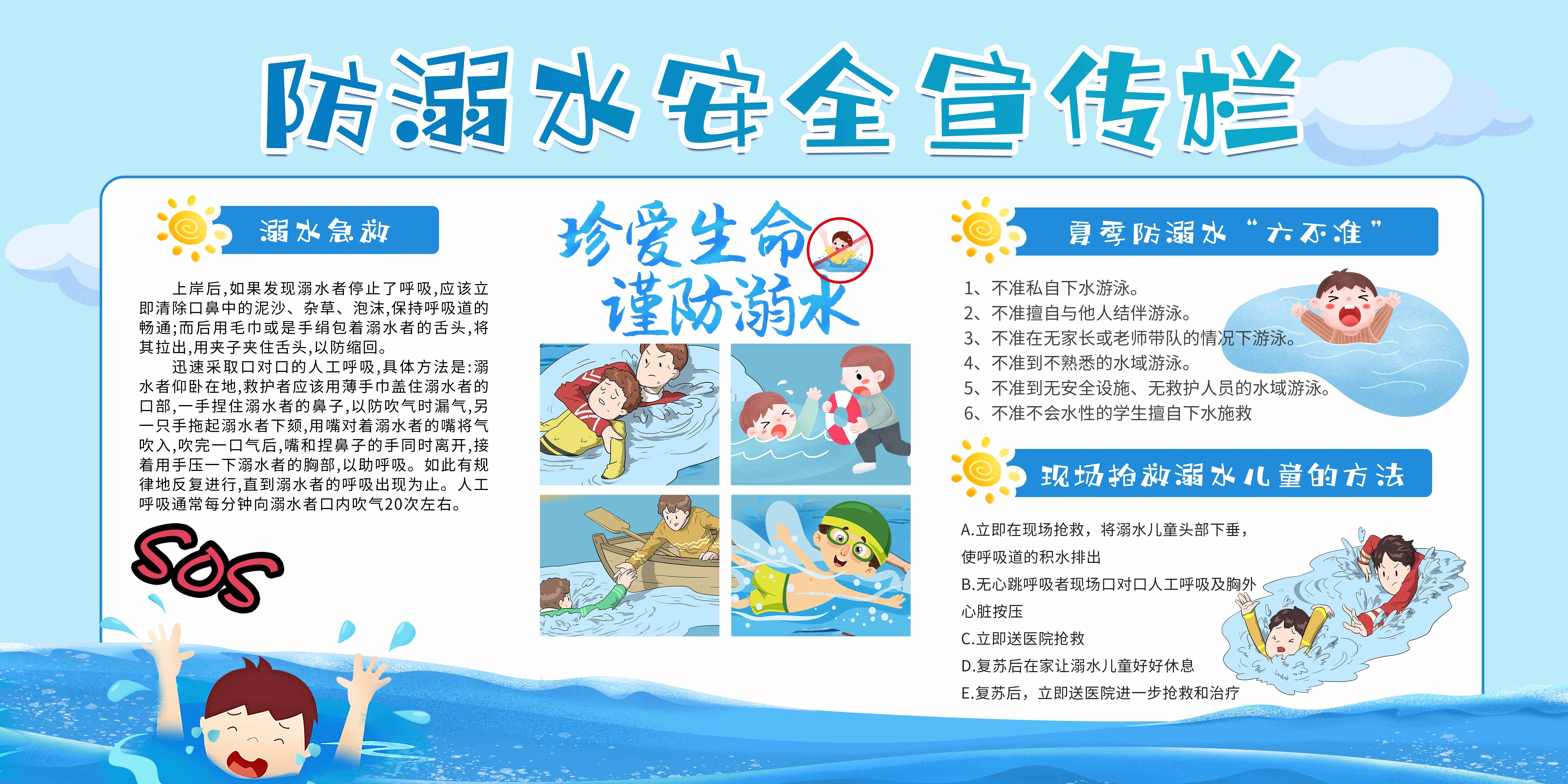夏季预防溺水安全知识宣传展板珍爱生命预防溺水32