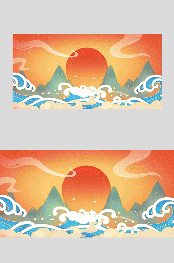 国潮风插画背景素材7