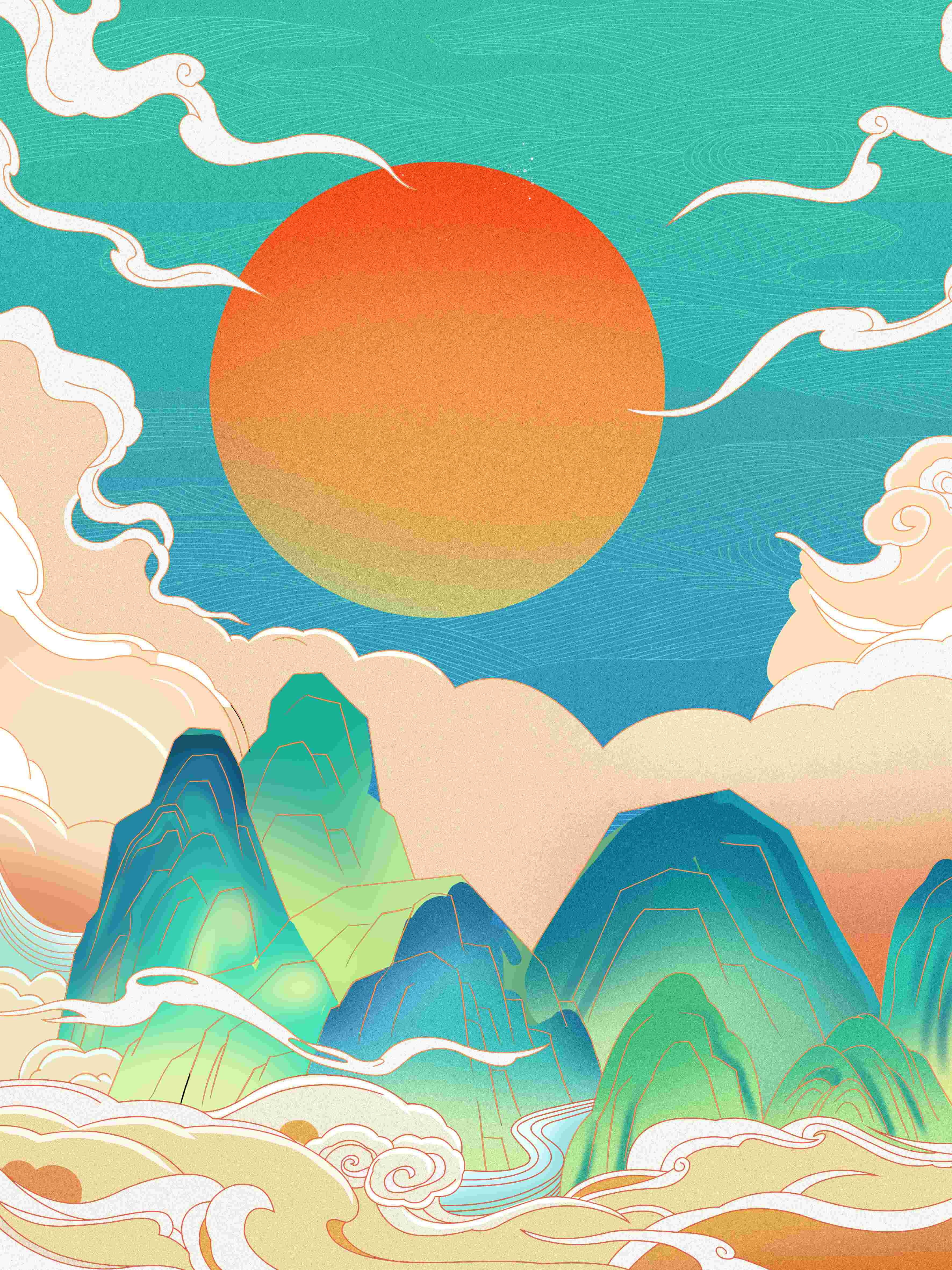 国潮风插画背景素材115