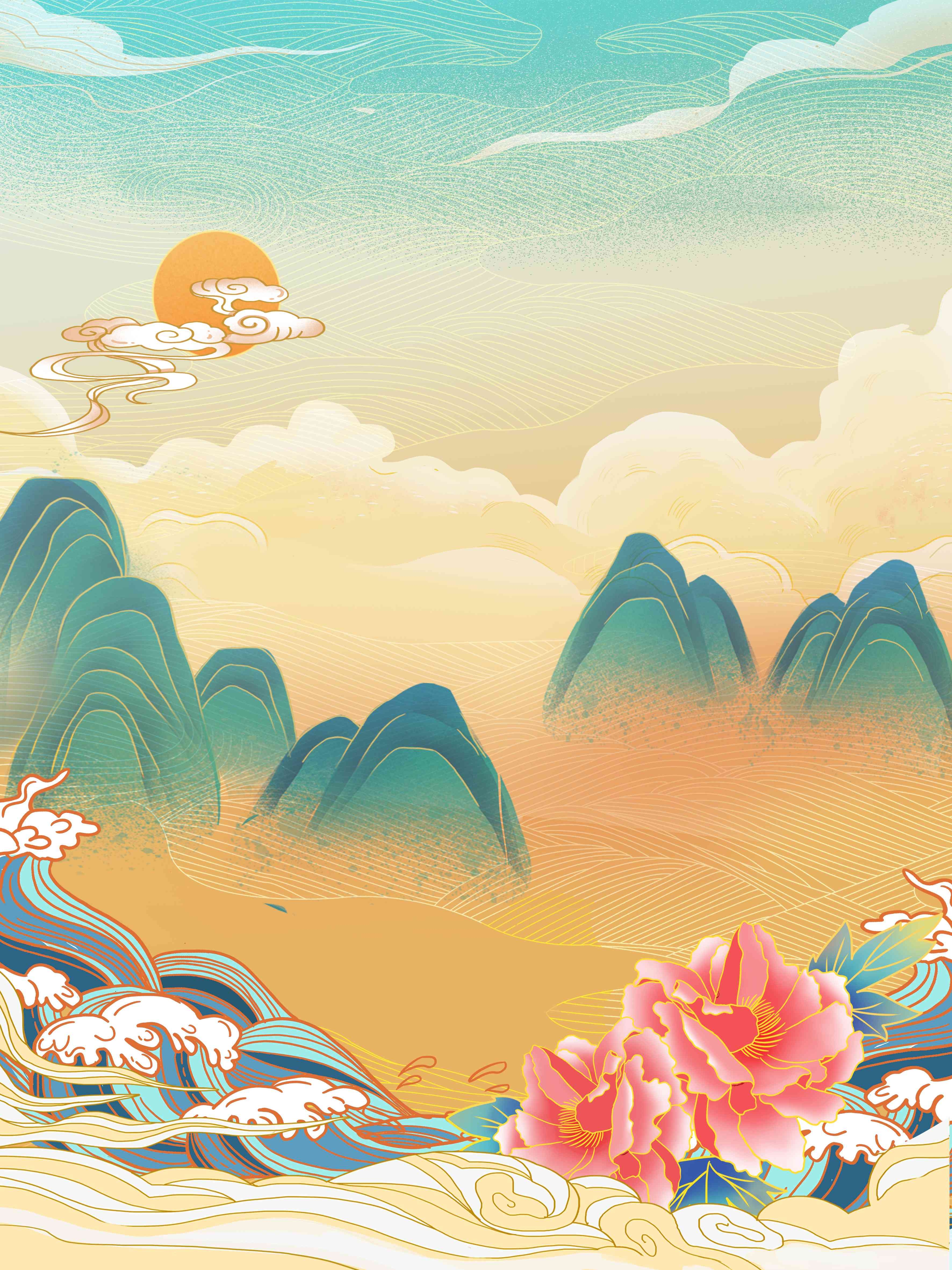 国潮风插画背景素材79