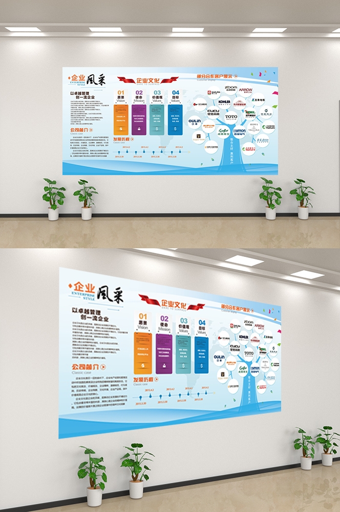 企业文化墙公司历程宣传栏展板设计素材59