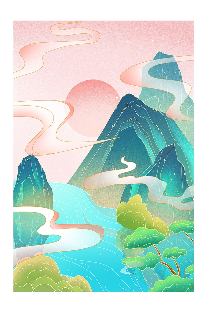 国潮风插画背景素材103