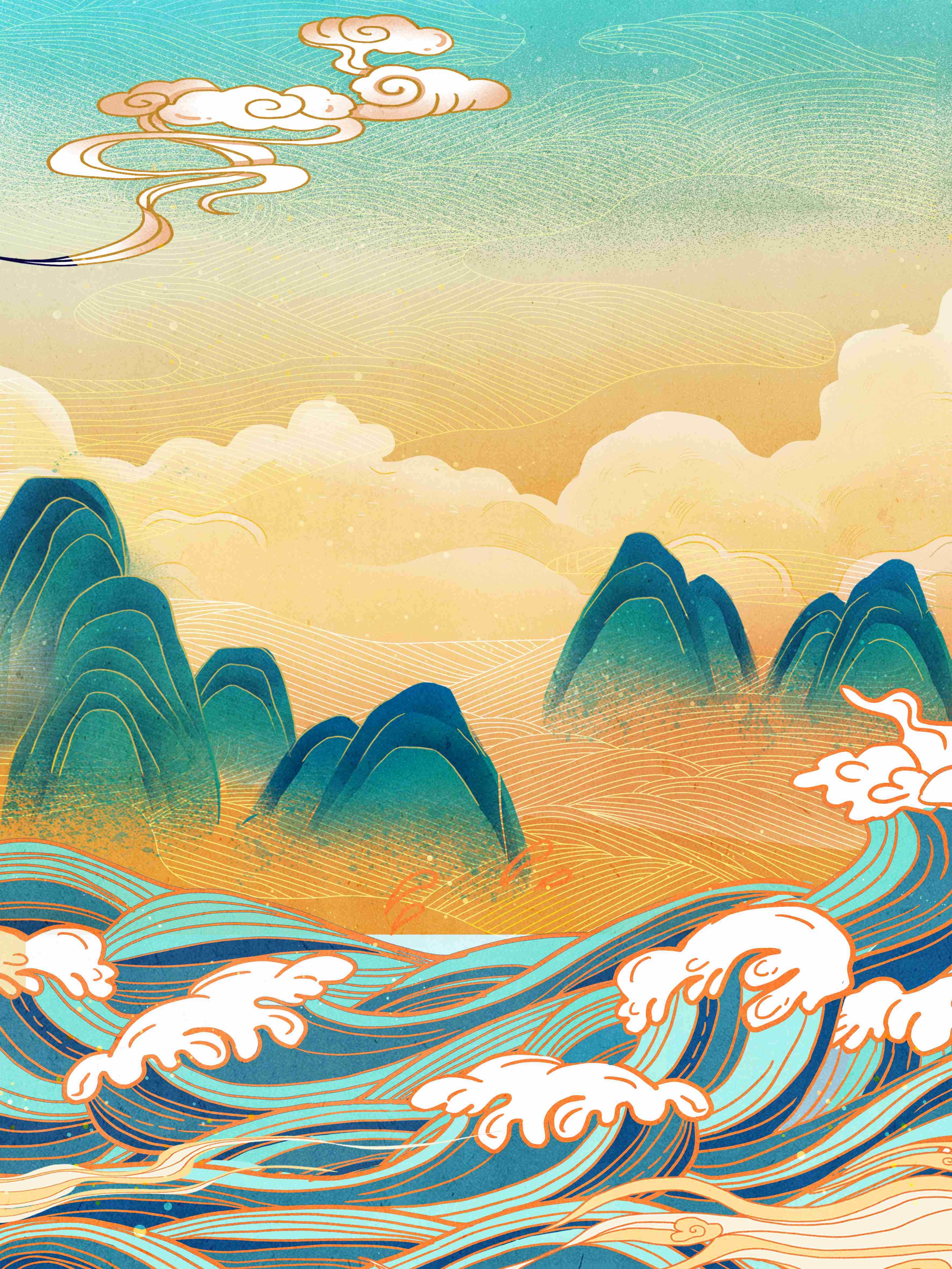 国潮风插画背景素材86