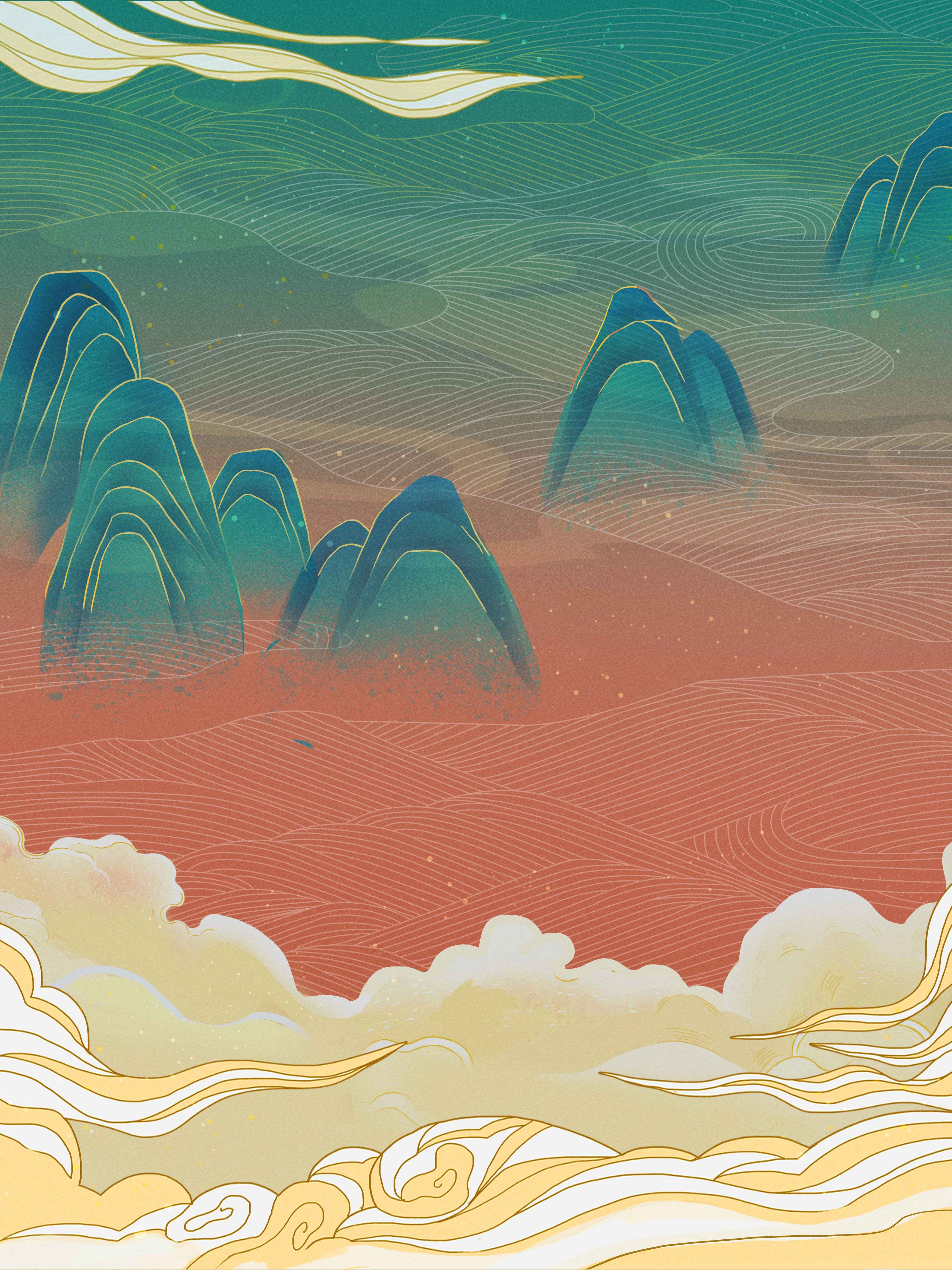 国潮风插画背景素材75