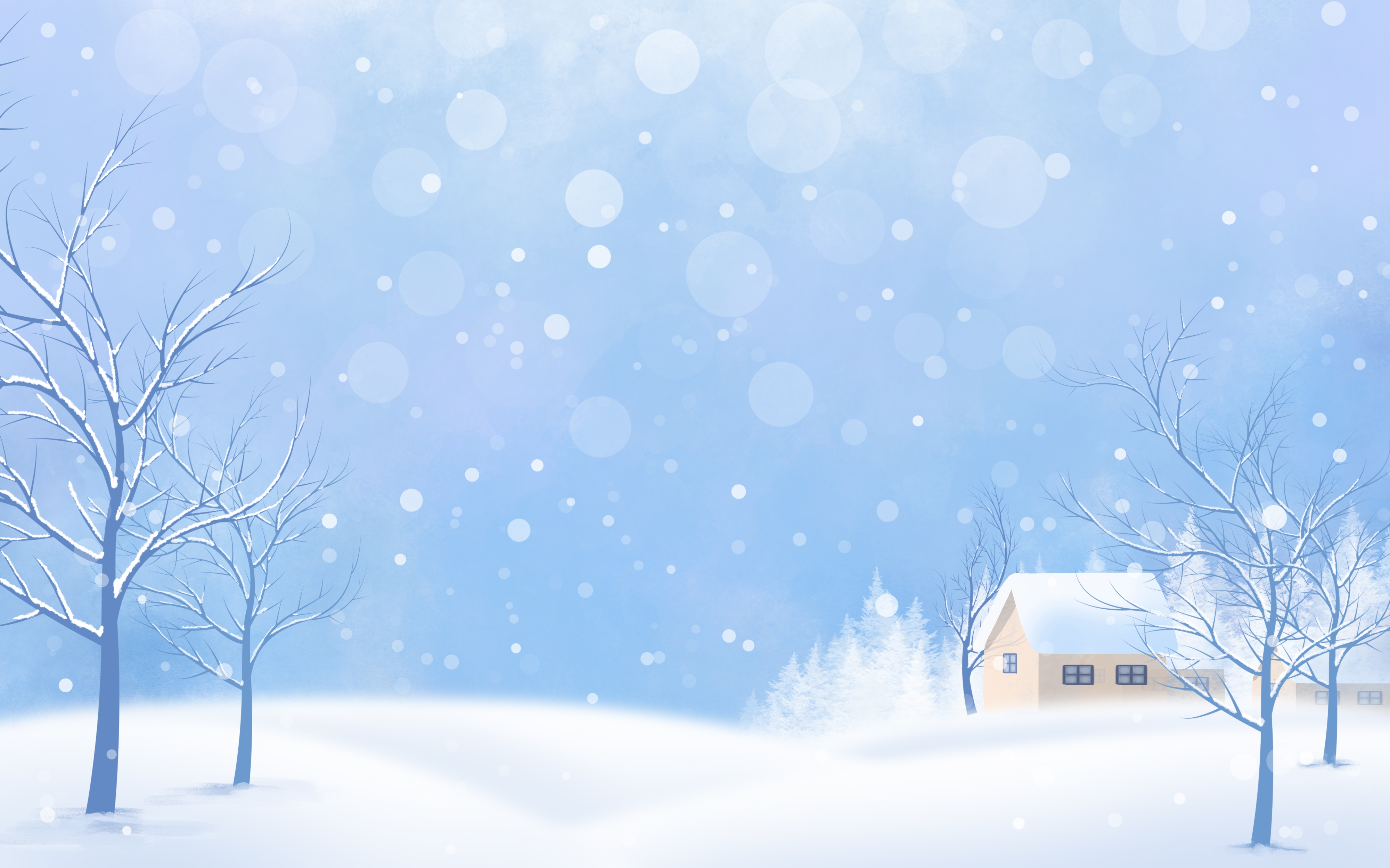 冬天雪景风景场景插画大雪小雪横版冬季素材17