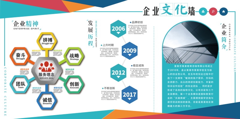 企业文化墙公司历程宣传栏展板设计素材43