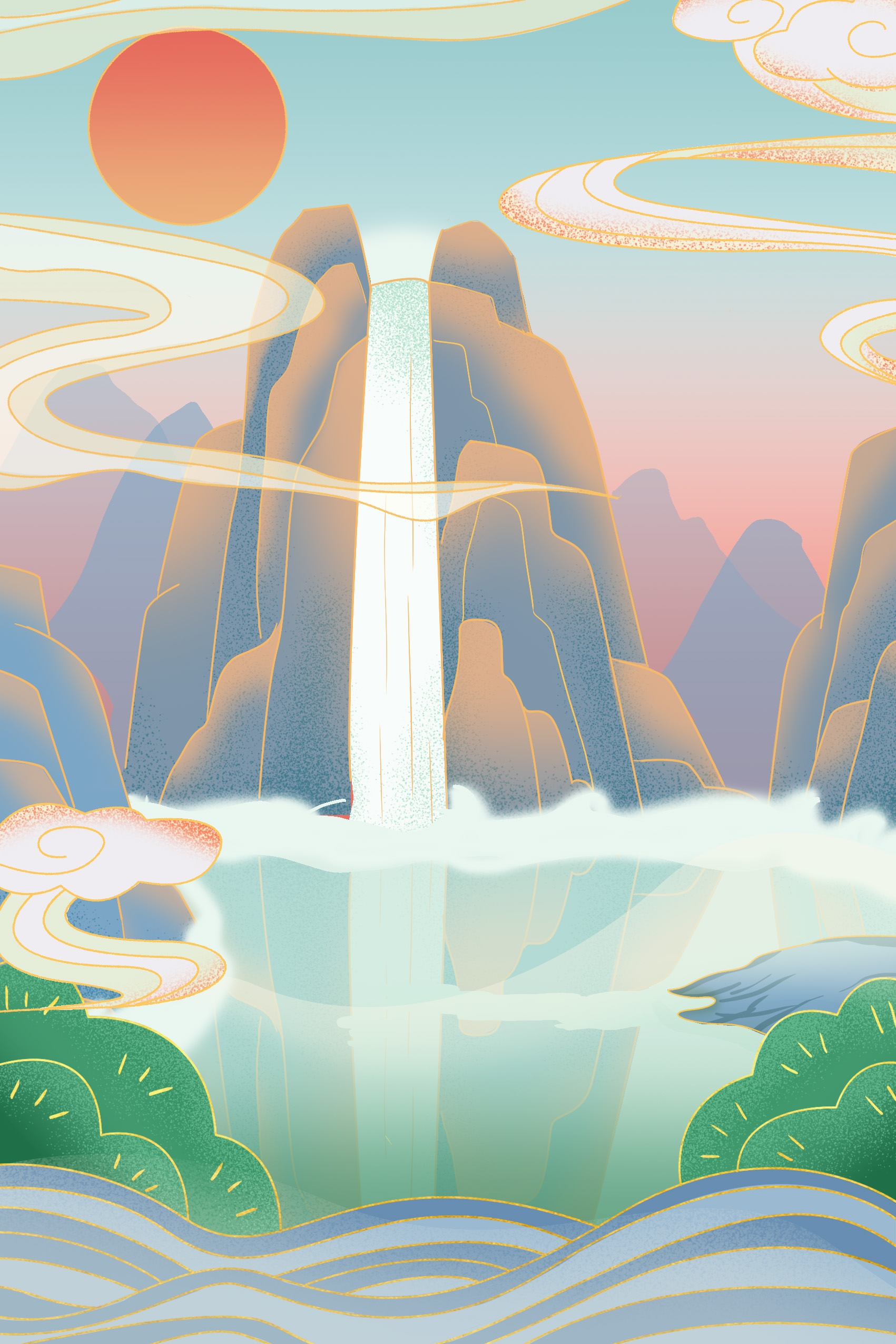 国潮风插画背景素材54