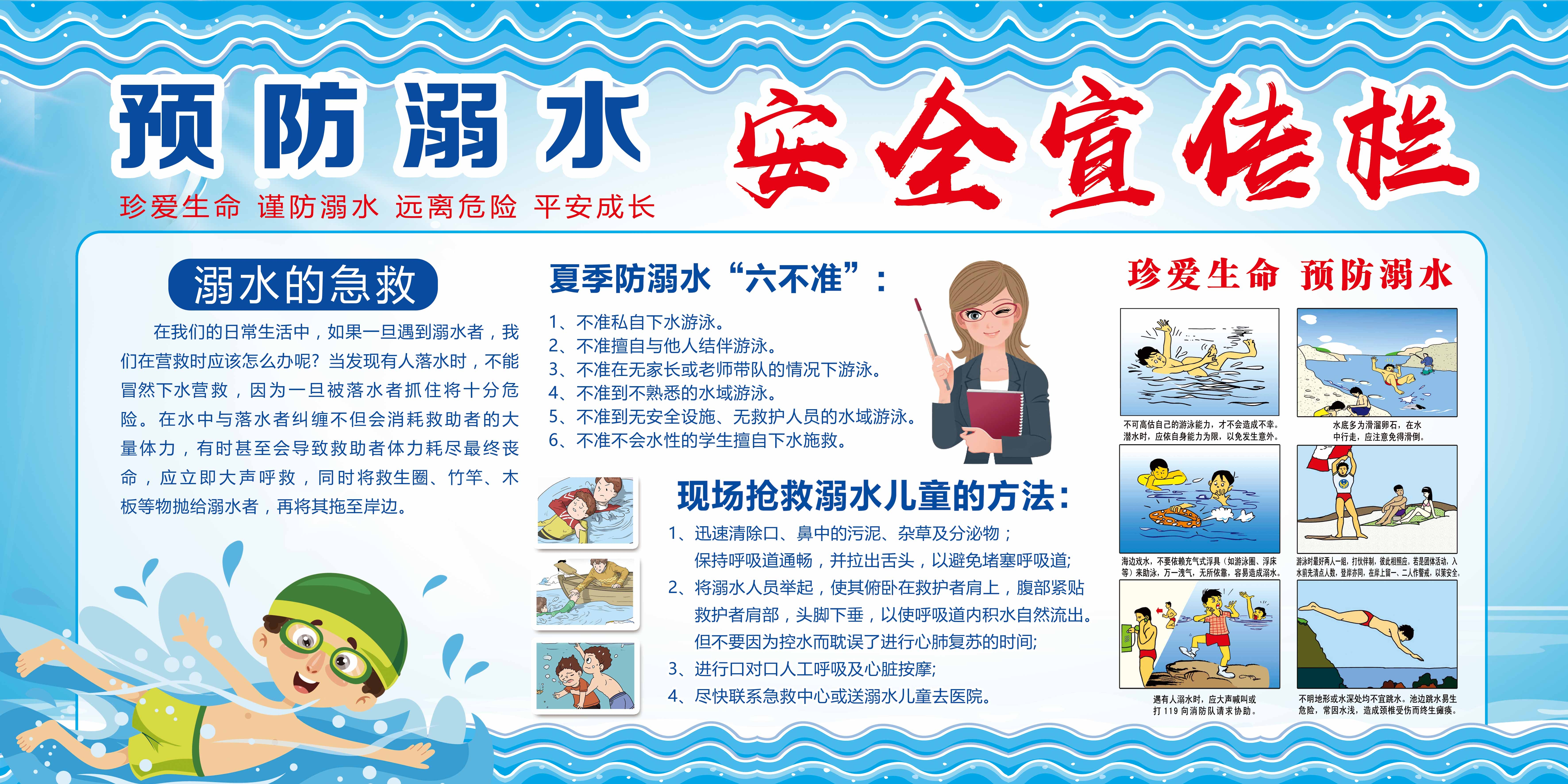 夏季预防溺水安全知识宣传展板珍爱生命预防溺水40