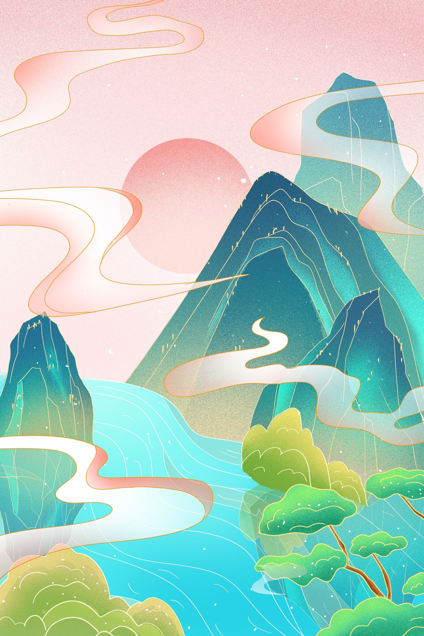 国潮风插画背景素材103