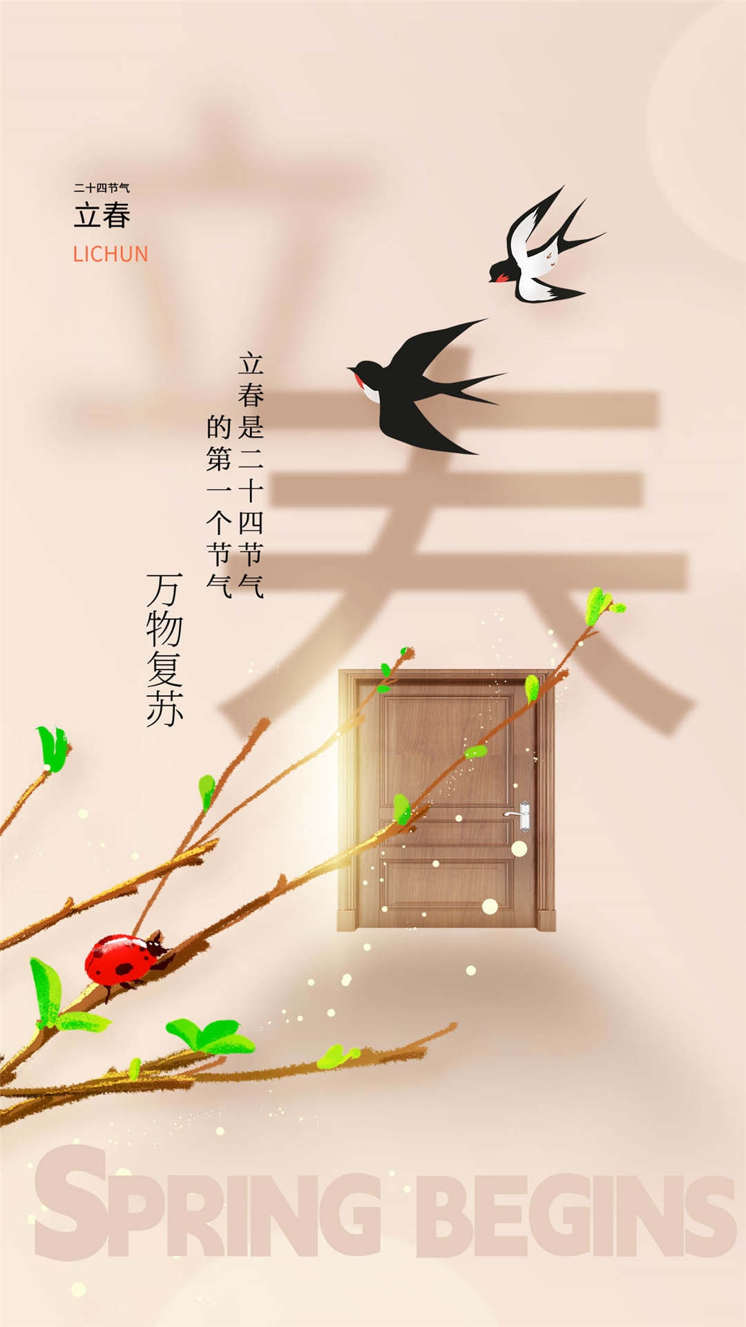 简约创意中国传统节日二十四节气立春海报设计素材19