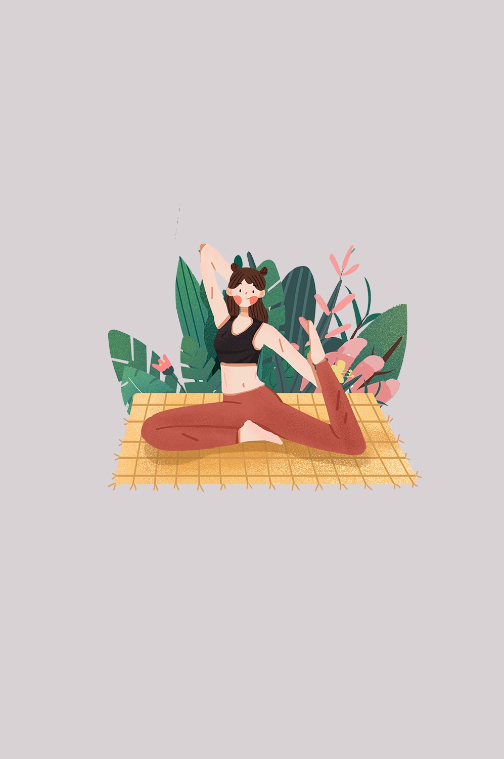 瑜伽动作图片插画免抠元素7
