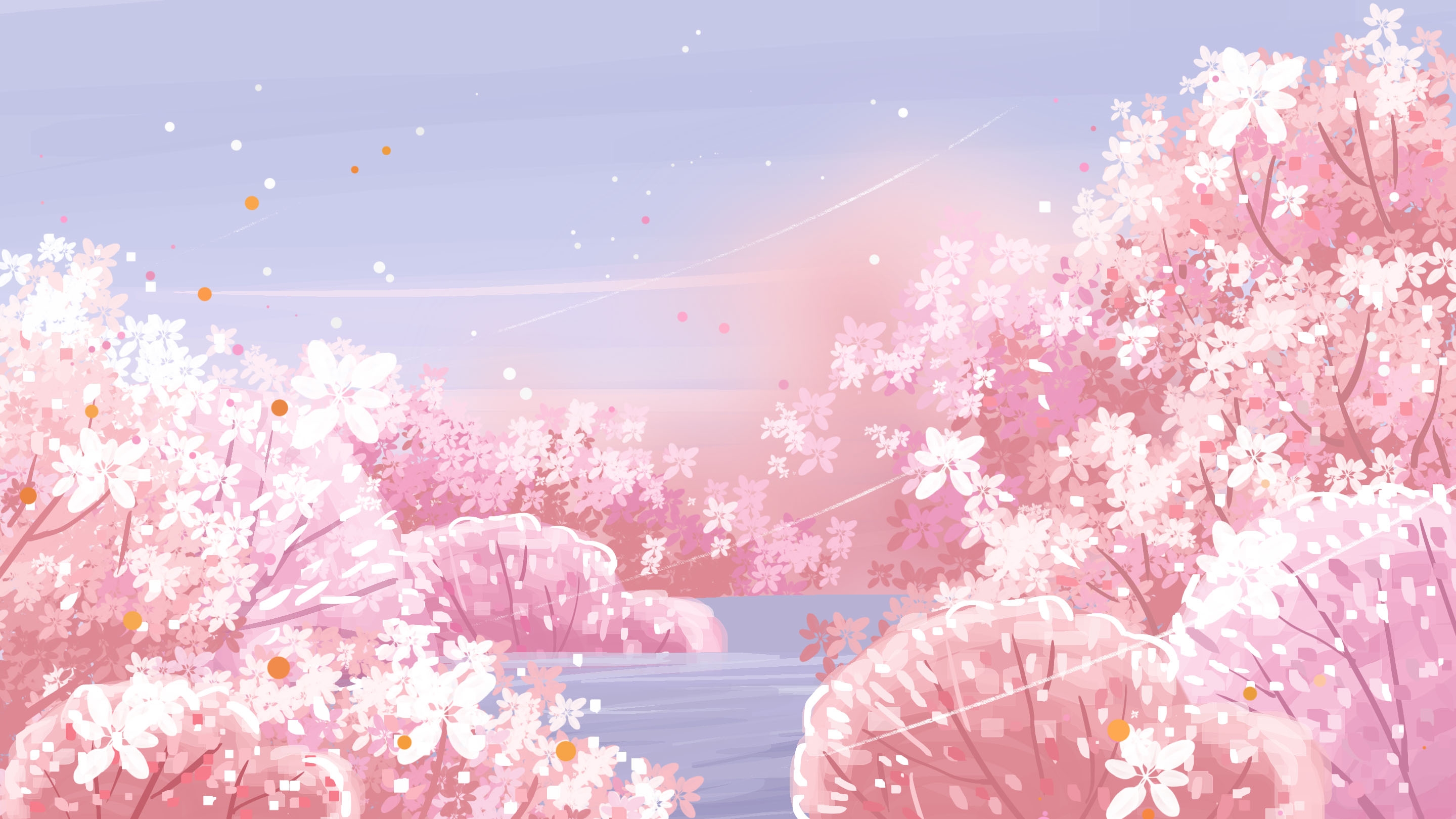 横版唯美樱花桃花插画素材17