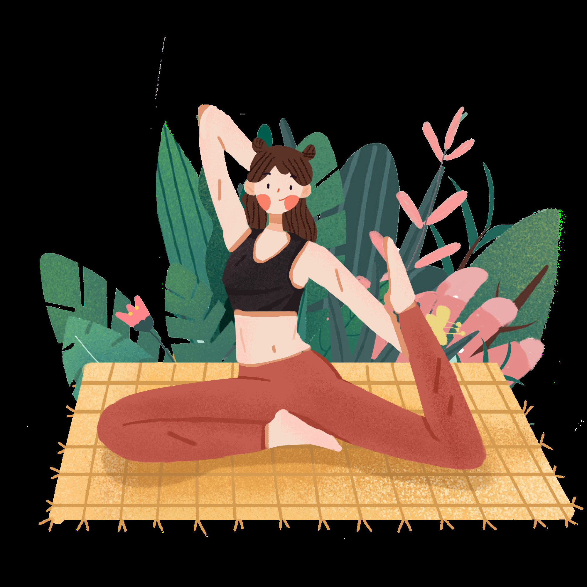 瑜伽动作图片插画免抠元素7