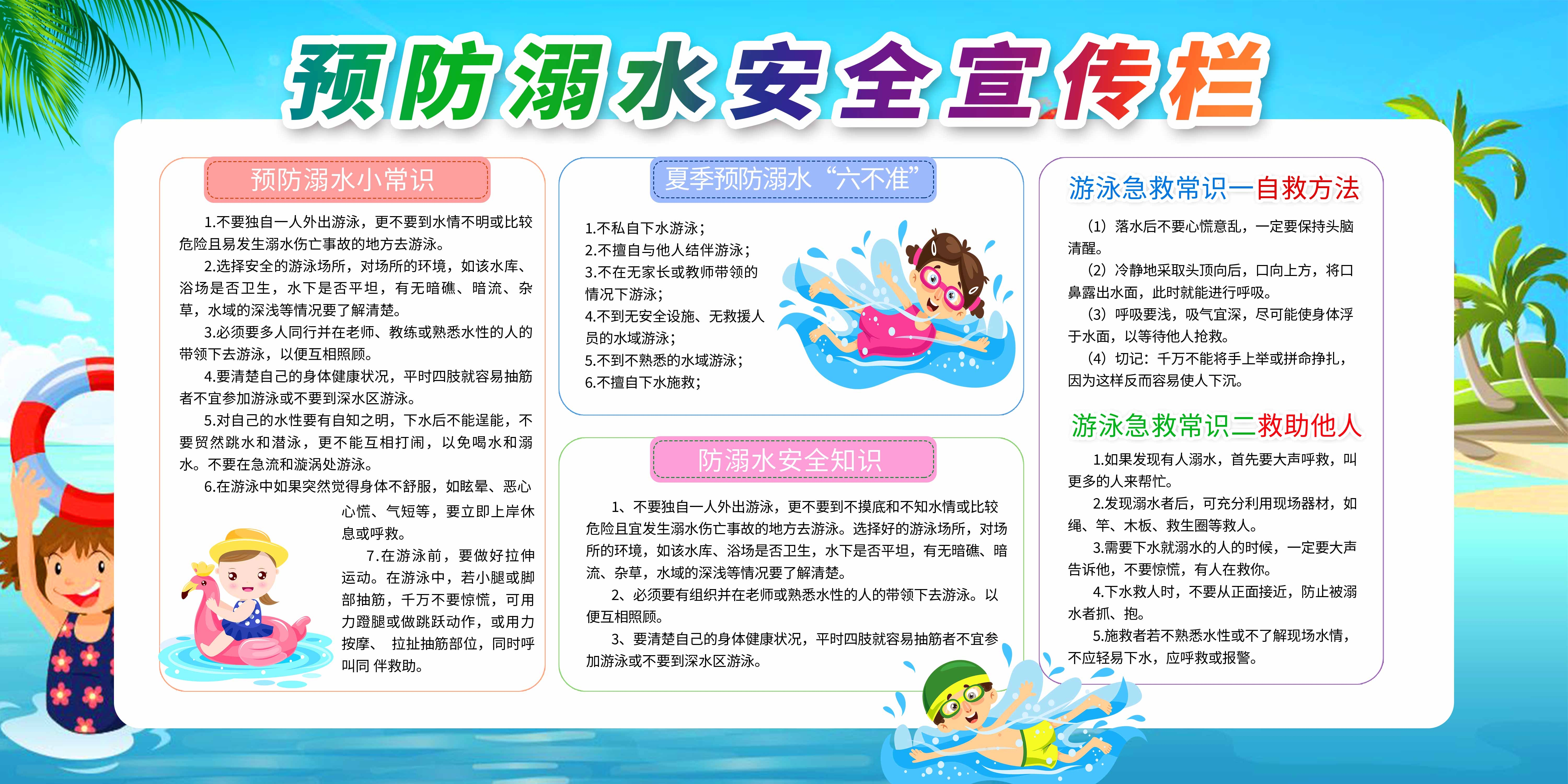 夏季预防溺水安全知识宣传展板珍爱生命预防溺水36