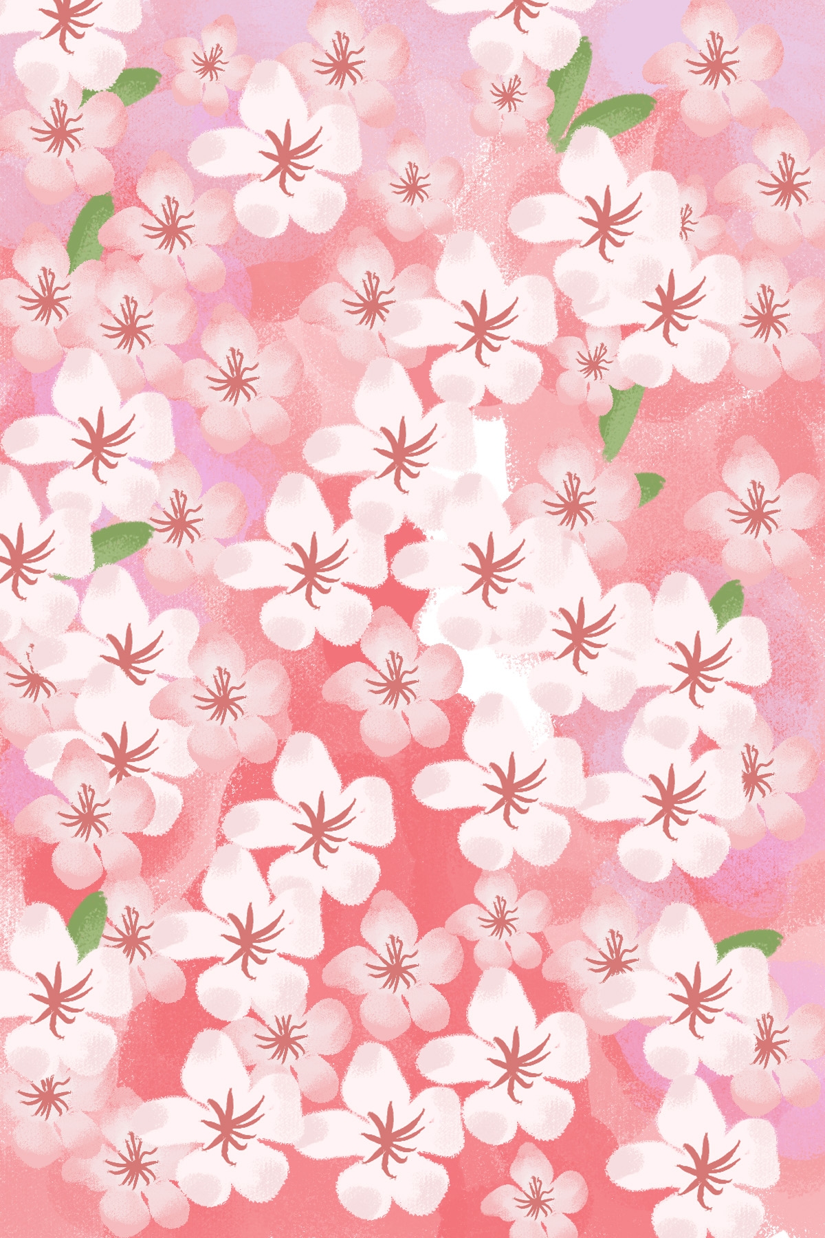 竖版唯美樱花桃花插画素材32