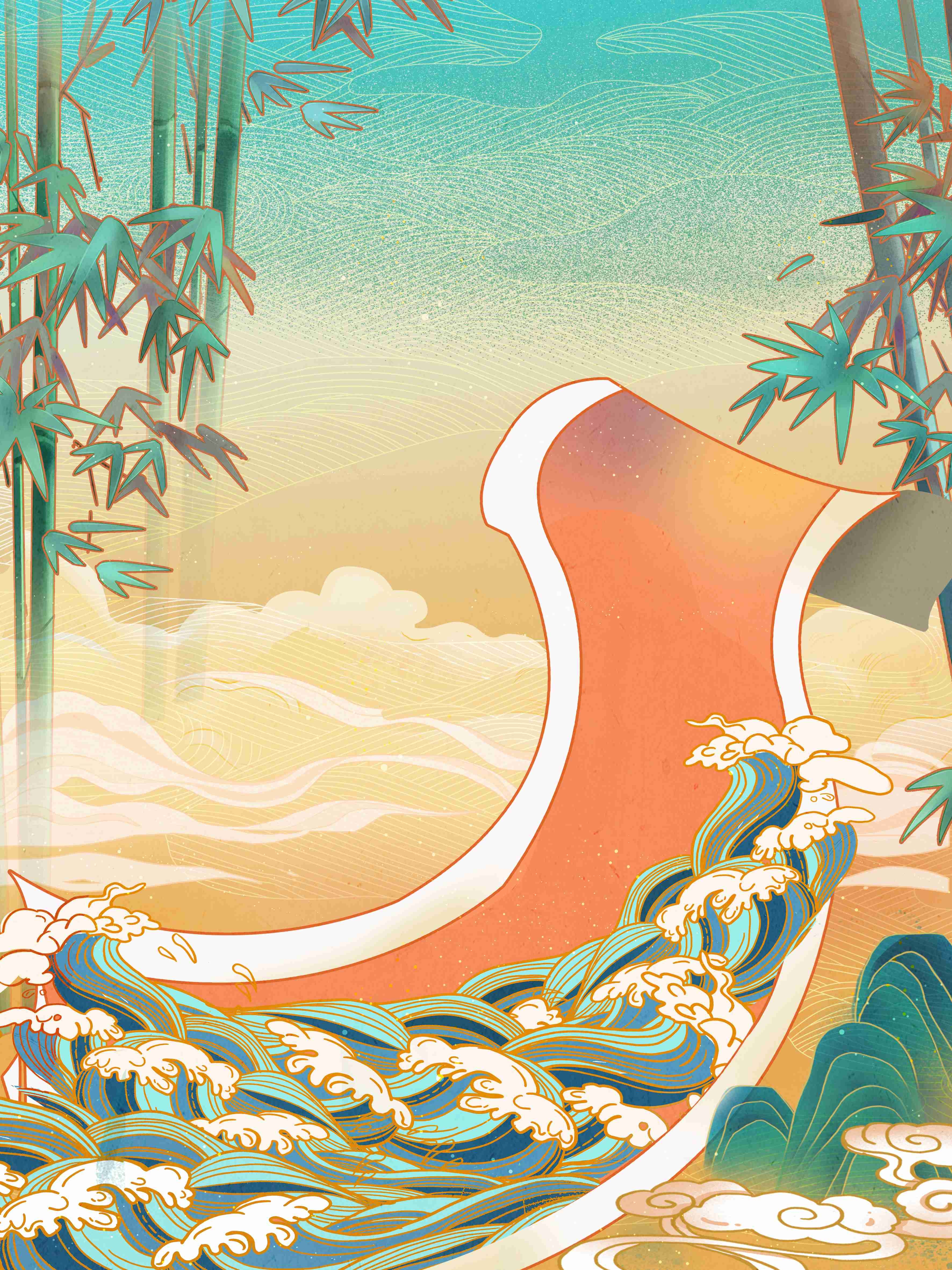 国潮风插画背景素材81