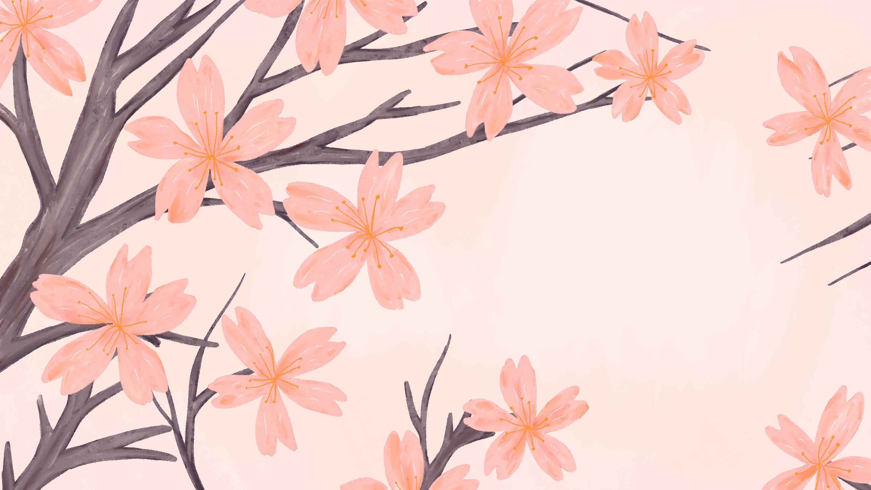 横版唯美樱花桃花插画素材10