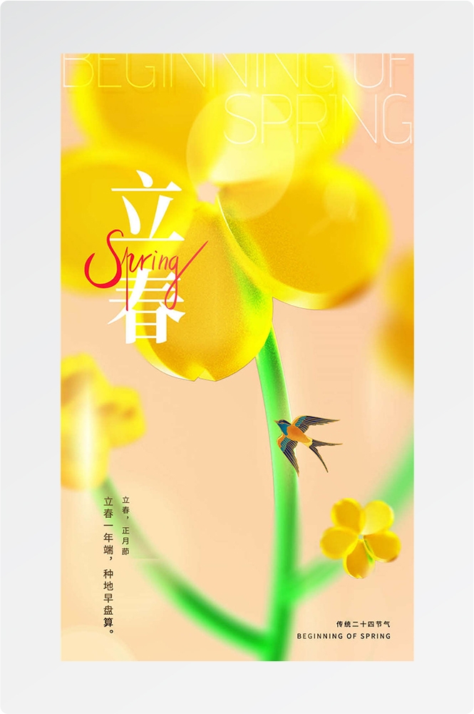 简约创意中国传统节日二十四节气立春海报设计素材81