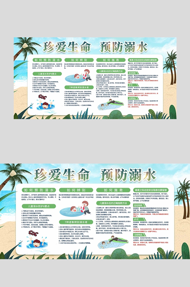 夏季预防溺水安全知识宣传展板珍爱生命预防溺水24