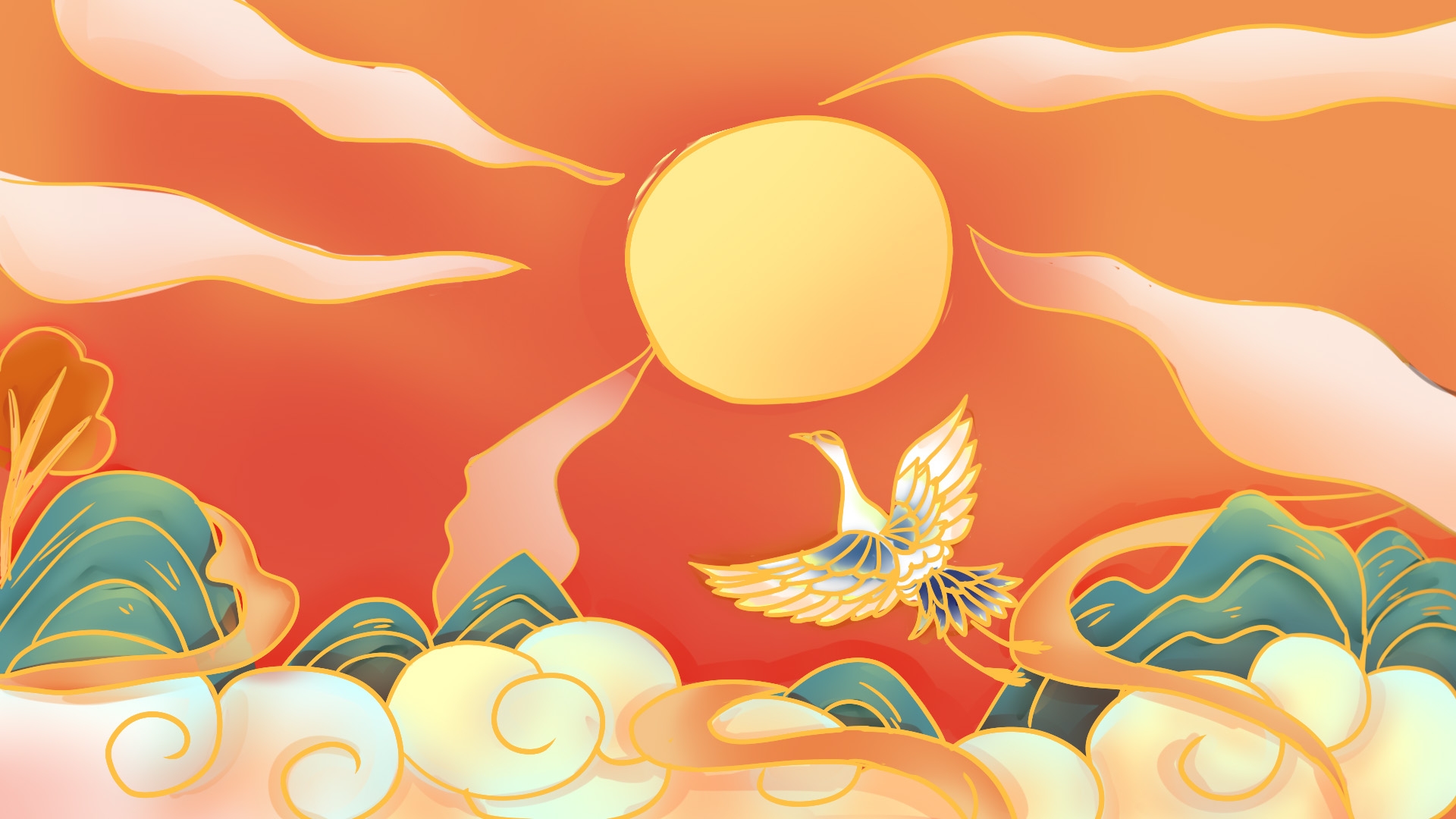 国潮风插画背景素材33
