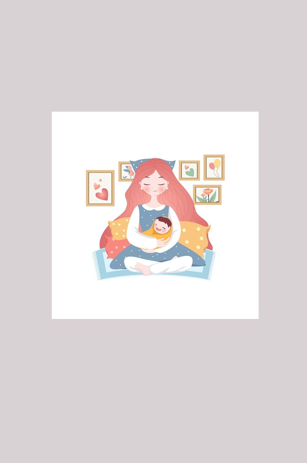 母亲节免抠元素插画8