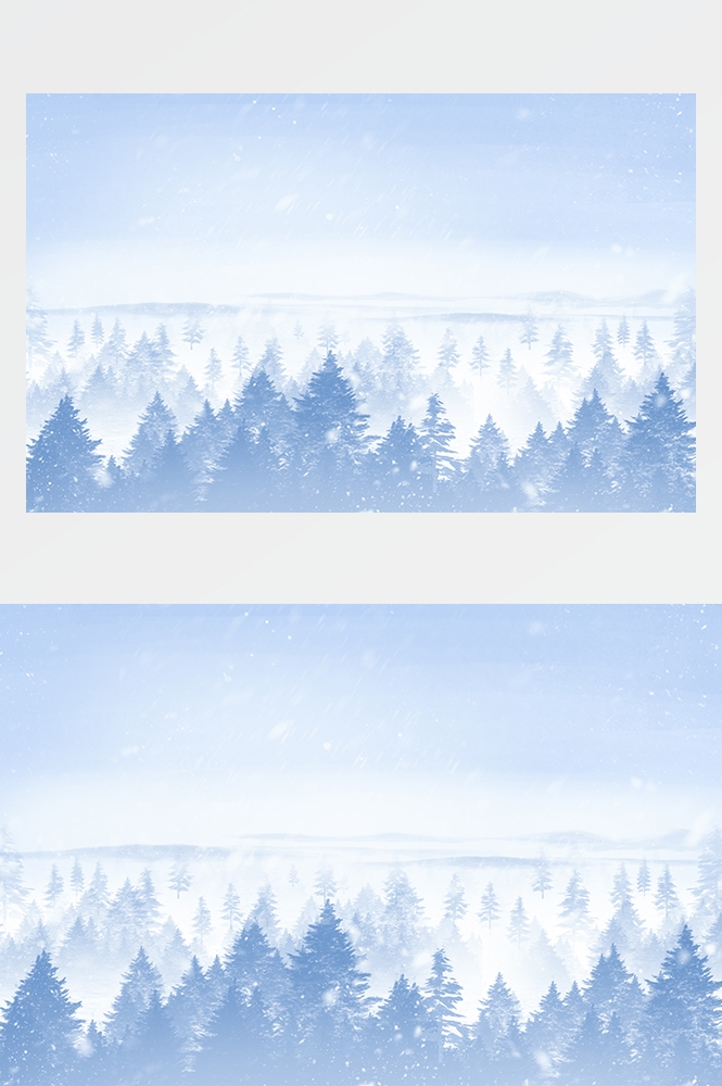 冬天雪景风景场景插画大雪小雪横版冬季素材14