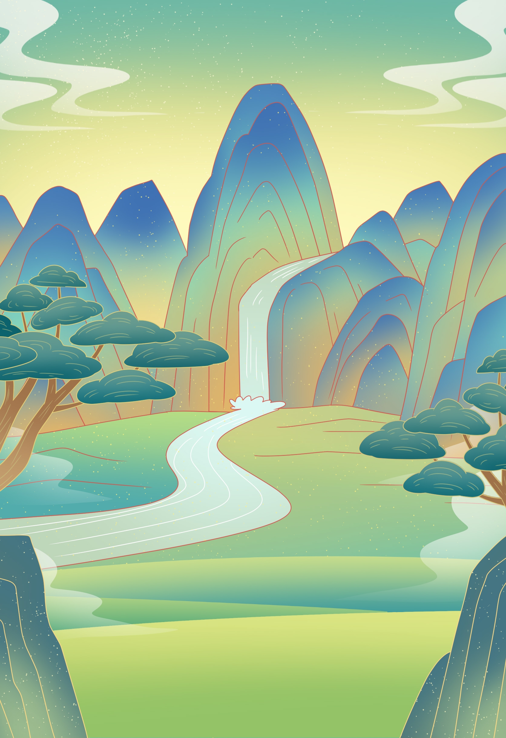 国潮风插画背景素材28