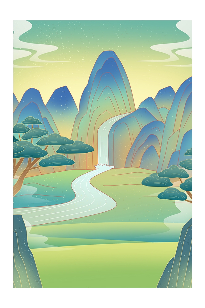 国潮风插画背景素材28
