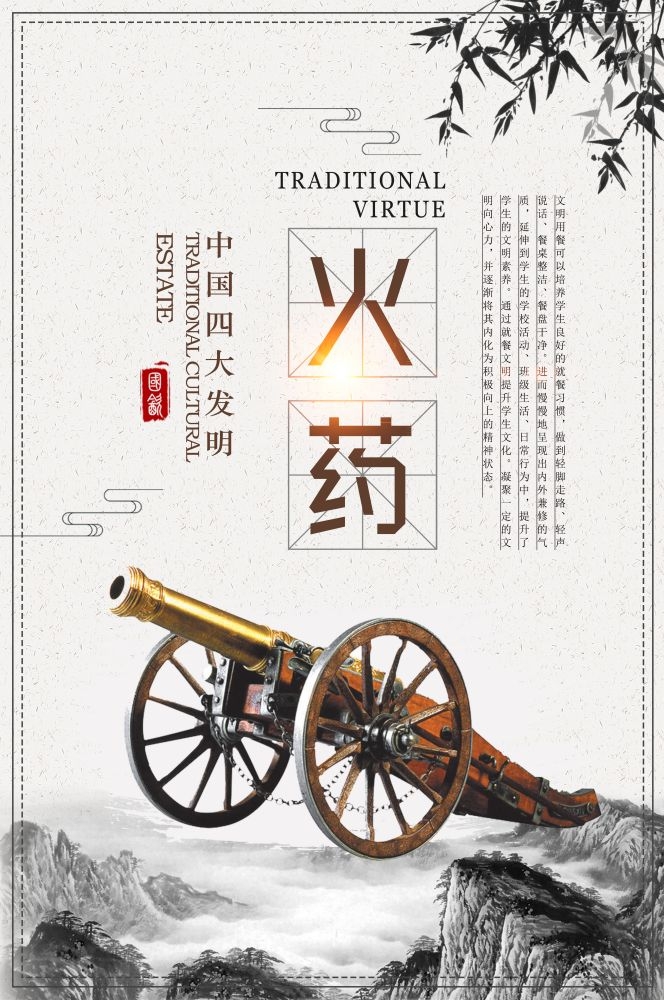 学校标语四大发明八礼四仪挂画海报