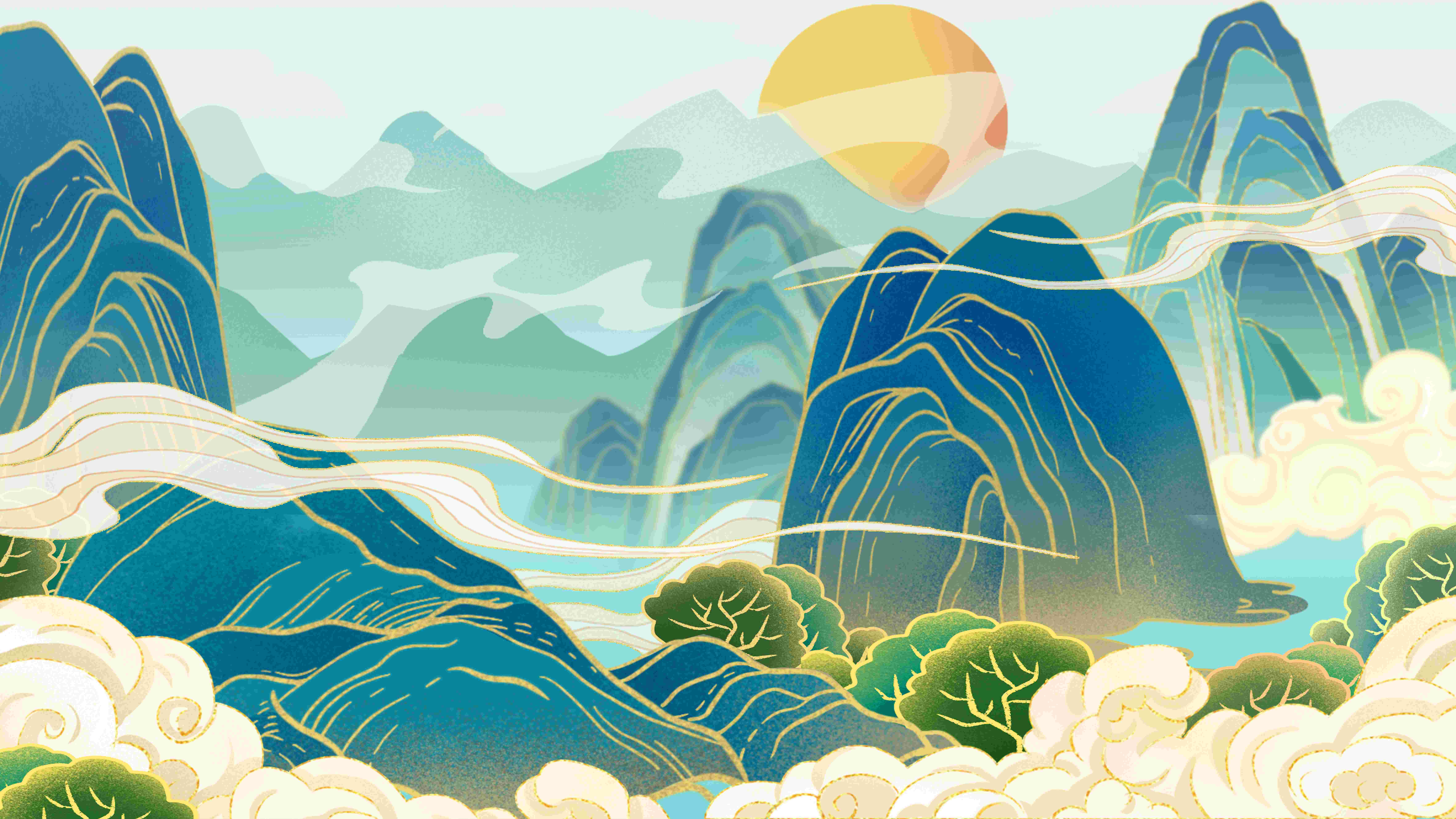 国潮风插画背景素材32