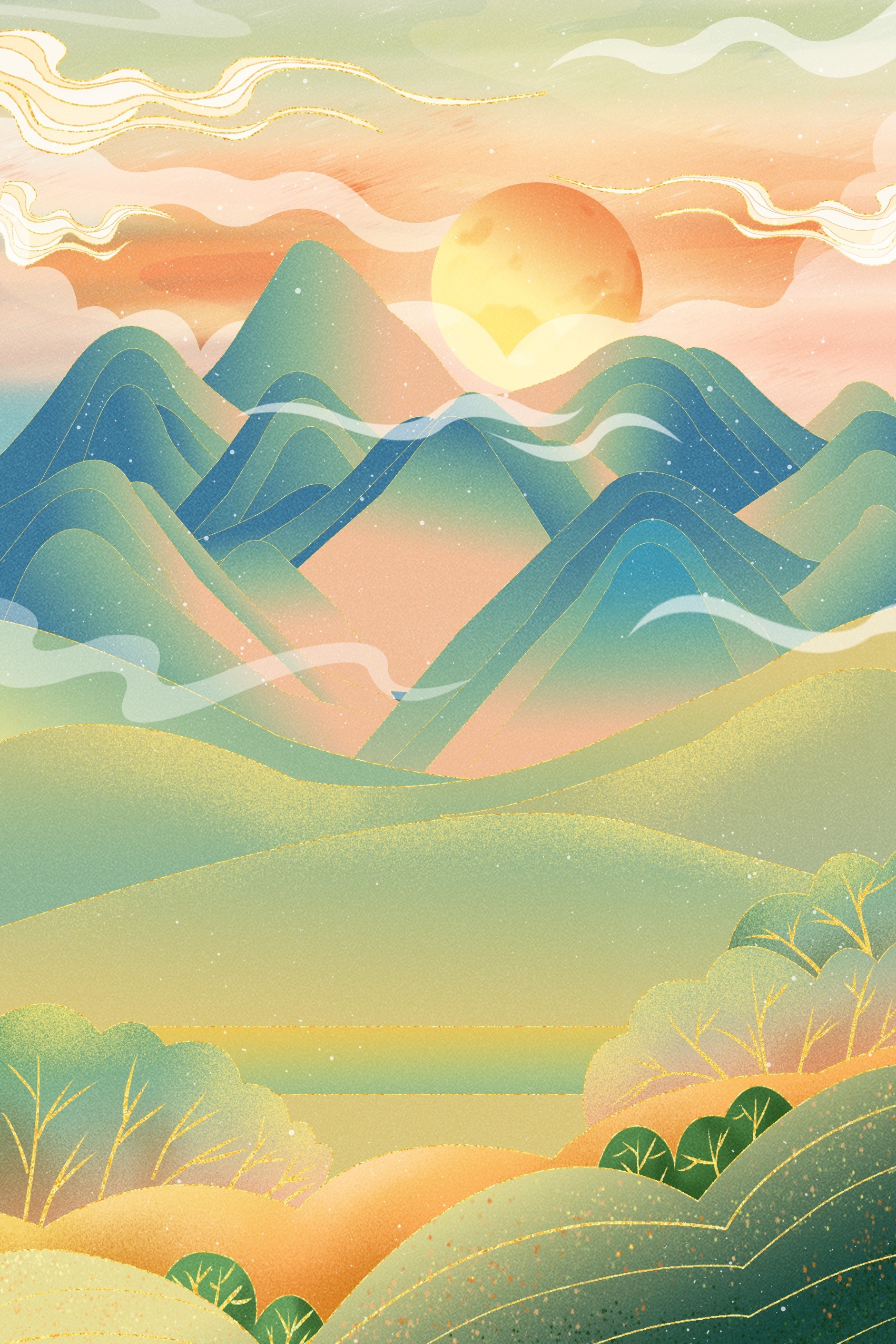 国潮风插画背景素材17