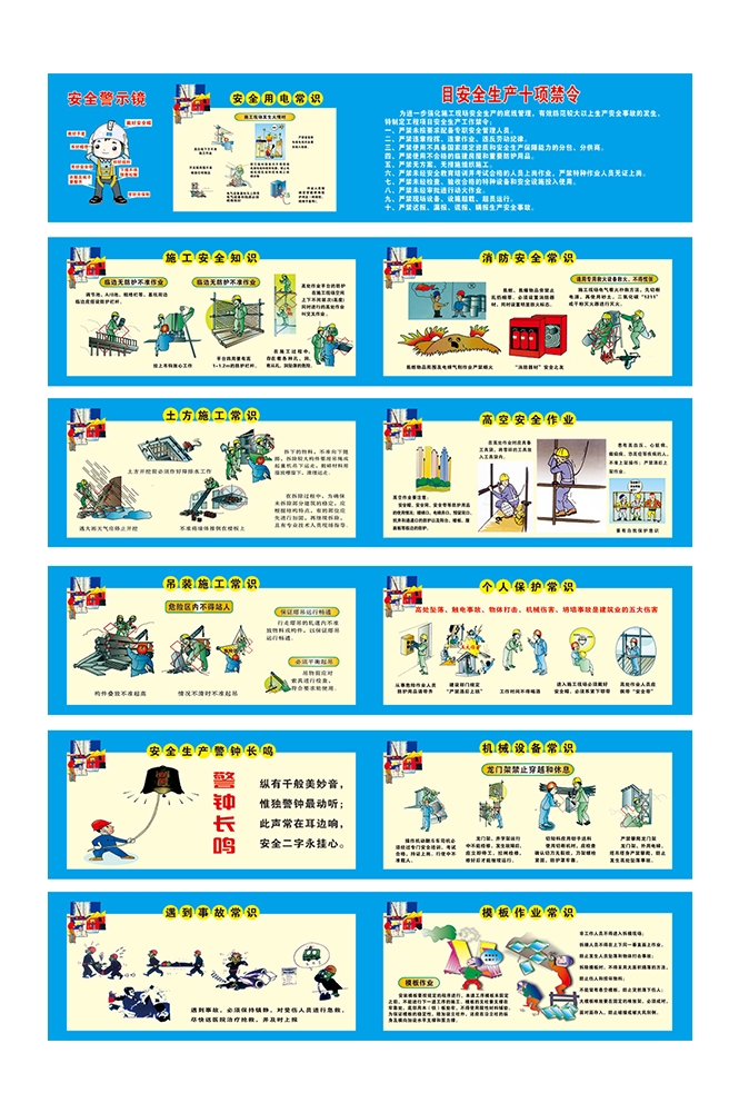 工地安全知识漫画素材CDR15