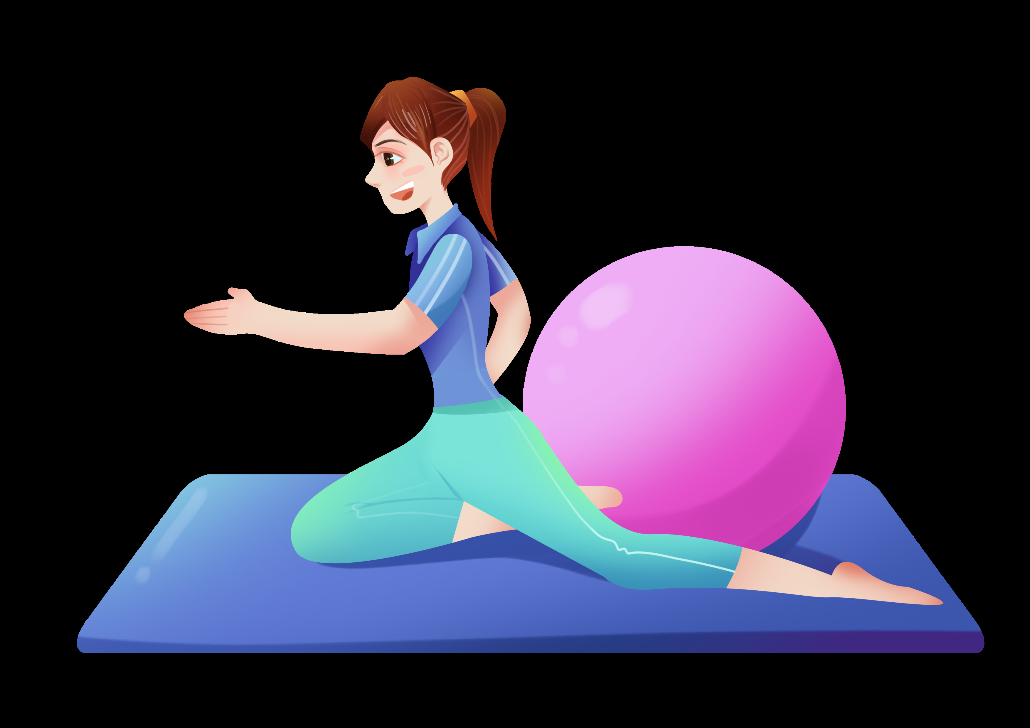 瑜伽动作图片插画免抠元素40