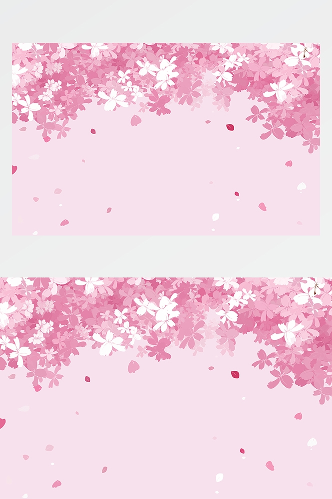 横版唯美樱花桃花插画素材11