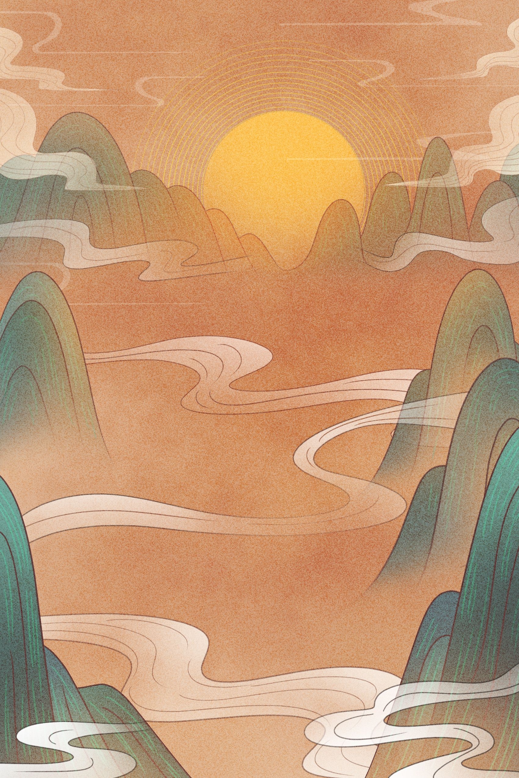 国潮风插画背景素材20