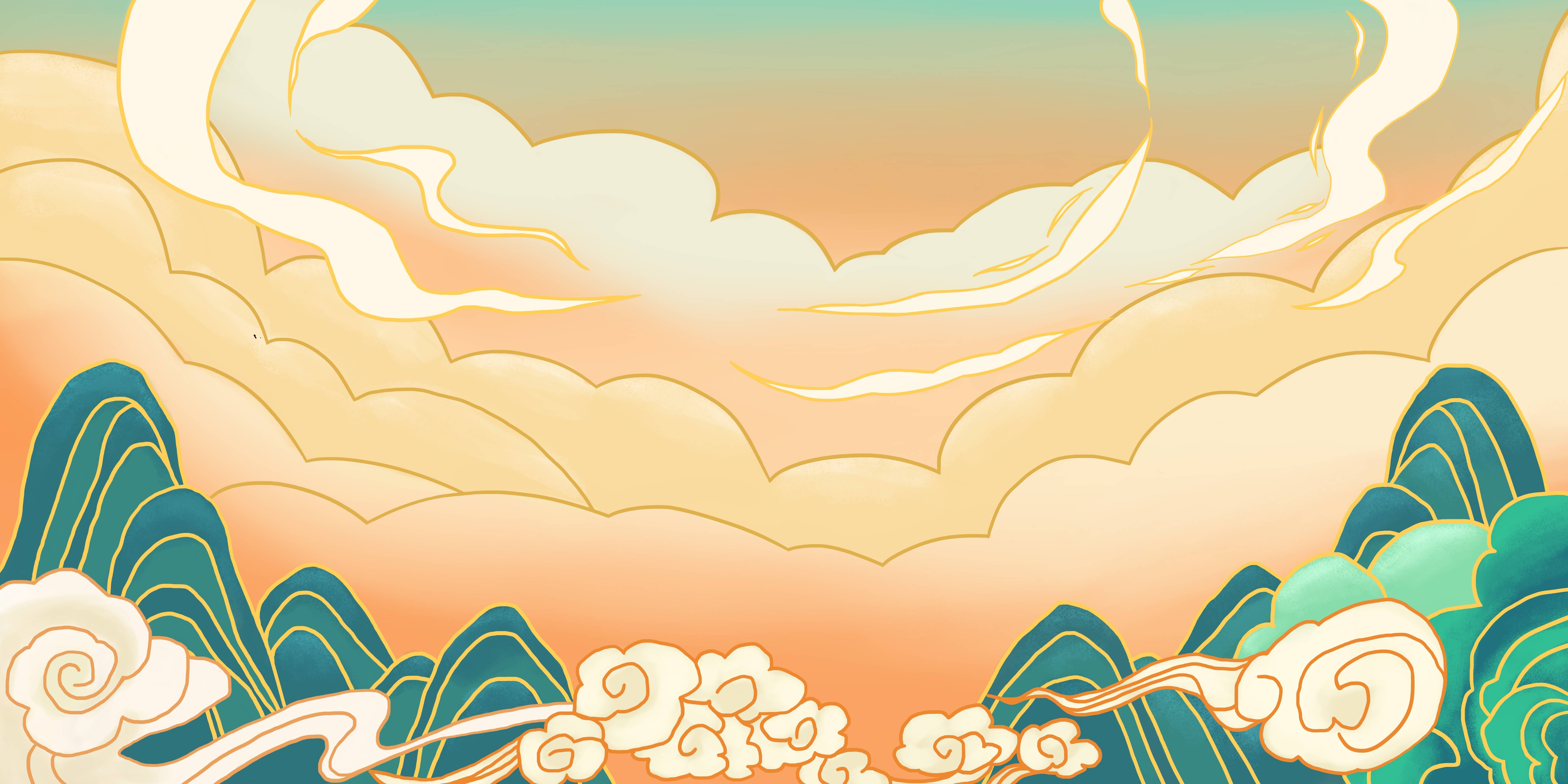 国潮风插画背景素材11
