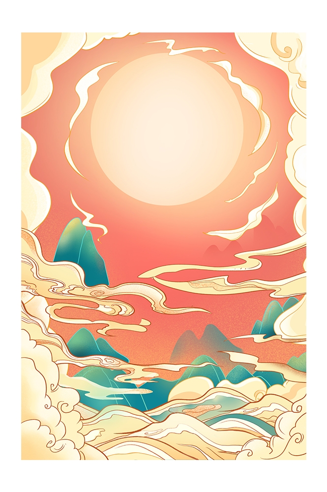 国潮风插画背景素材1